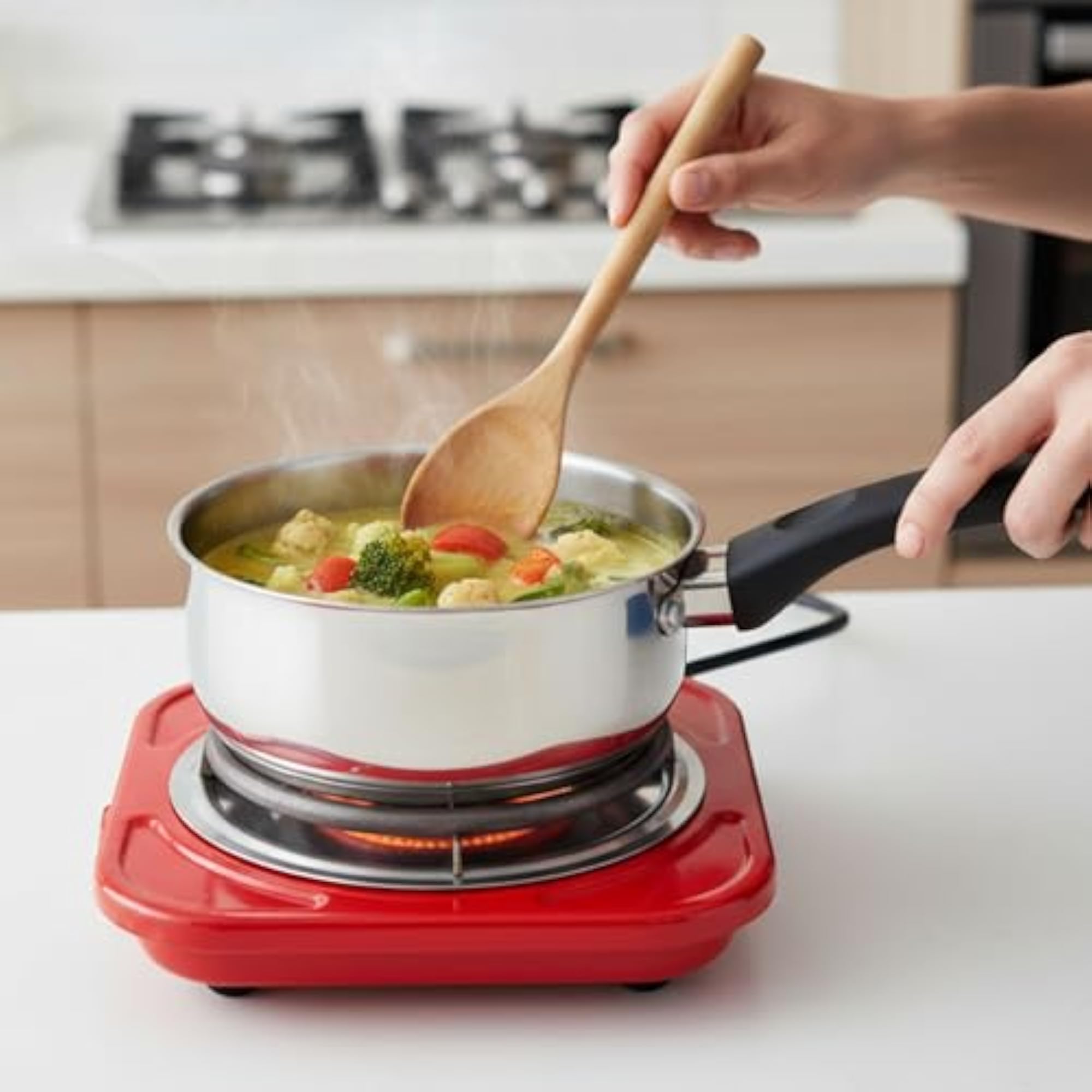 Portable 500W Electric Coil Cooktop, Adjustable Temperature